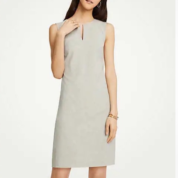 Ann Taylor Pearl Grey Melange Keyhole Shift Dress - Picture 2 of 5